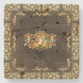 Porta-copo De Pedra Colagem da safra Retro com rendas e flores