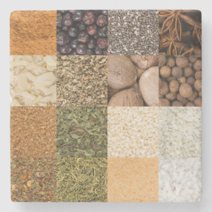 Porta-copo De Pedra Colagem de especiarias e ingredientes de comida