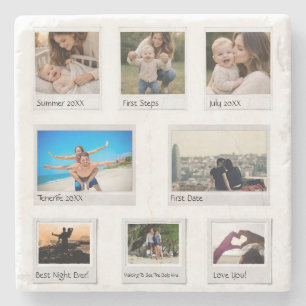 Porta-copo De Pedra Colagem de Fotos de Memórias Personalizadas com 8