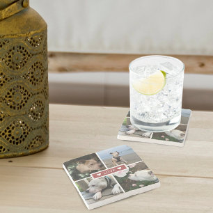 Porta-copo De Pedra Colagem de Fotos Moderno Adicione Sua Foto