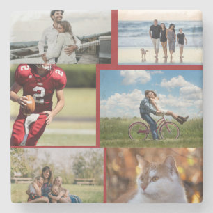 Porta-copo De Pedra Colagem Personalizada de 6 Fotos