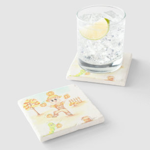 Porta-copo De Pedra colheita de feliz, garotinho de gengibre