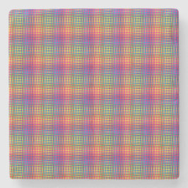 Porta-copo De Pedra Colorful Checker Abstract Pattern
