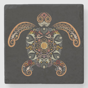 Porta-copo De Pedra Colorful vintage turtle design