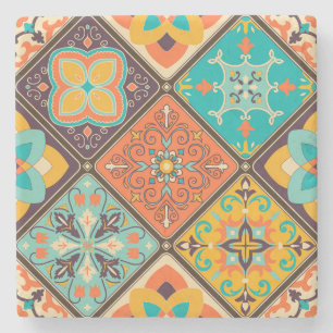 Porta-copo De Pedra Colorida azulejo de retalhos de inspiração islâmic