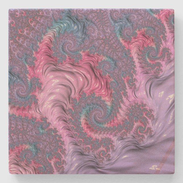 Porta-copo De Pedra Colorida Boho Hippie Groovy Trippy Pastel Fractal (Frente)