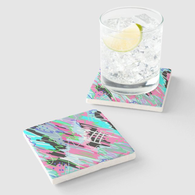 Porta-copo De Pedra Começando a Bloom Abstrato (Lateral)