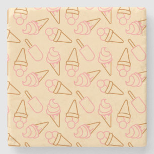 Porta-copo De Pedra Comida de Verão bonita com contornos de sorvete de