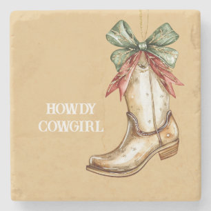 Porta-copo De Pedra Como vai, Bota de Cowgirl Vermelha Verde Fita