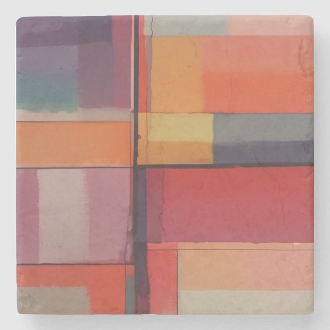 Porta-copo De Pedra Composição Abstrata Moderna de Arte (Frente)