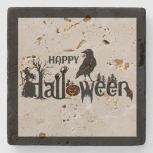 Porta-copo De Pedra Conceito de Ilustração de Halloween do Corvo Preto