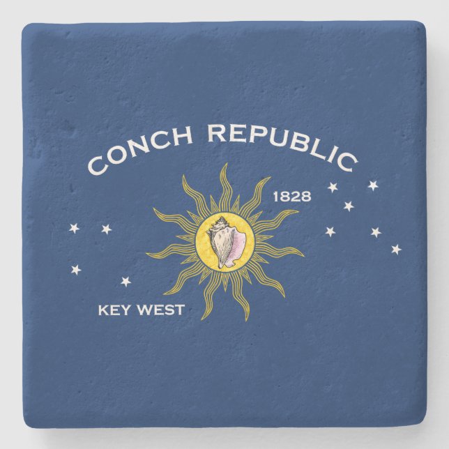 Porta-copo De Pedra Conch Republic Flag Key West Florida (Frente)