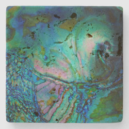 Porta-copo De Pedra Concha de Abalone Azul