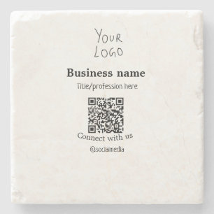 Porta-copo De Pedra Conectar-se com o logotipo de empresa QR nome de m