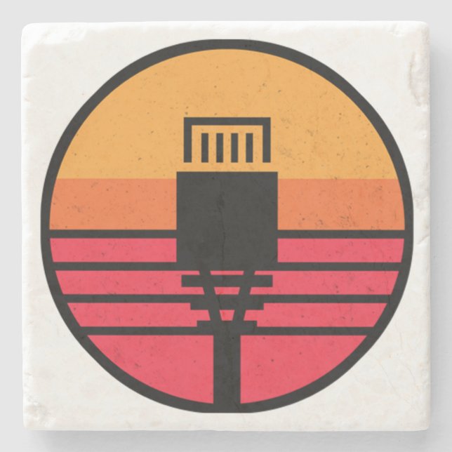 Porta-copo De Pedra Conector RJ 45 (Frente)