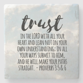 Porta-copo De Pedra Confiança no Lorde Proverbs 3:5-6