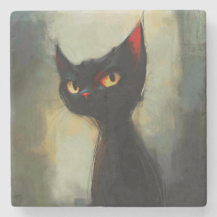 Porta-copo De Pedra Conhecendo o Gato Ninja Preto