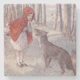 Porta-copo De Pedra Conto de Fadas da Chapeuzinho Vermelho Vintage