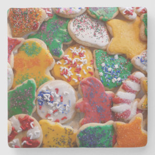 Porta-copo De Pedra Cookies de Natal I Férias Coloridas