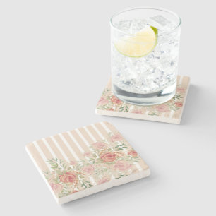 Porta-copo De Pedra Cor De Água Da Leve Laranja E Rosas Leves