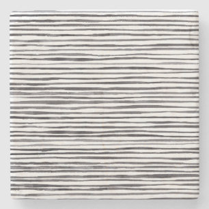 Porta-copo De Pedra Cor de água das faixas preto e branco moderno