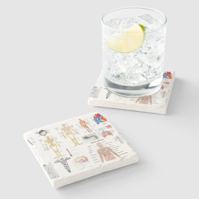 Porta-copo De Pedra Cor do cheio de Gráficos Médicos (Lateral)