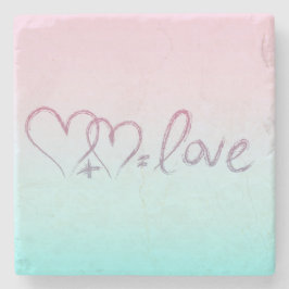 Porta-copo De Pedra Coração + Coração = Amor