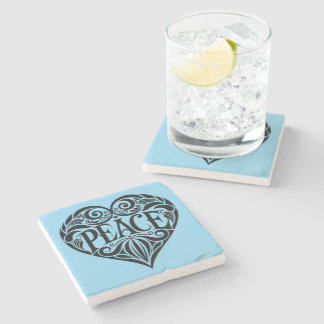 PORTA-COPO DE PEDRA CORAÇÃO DA PAZ PRETA E BRANCA