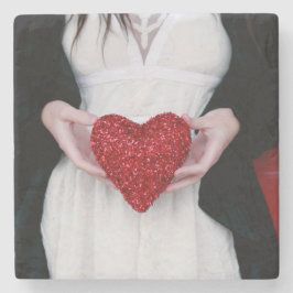 Porta-copo De Pedra Coração de Amor Vermelho Sparkly (Dia de os namora