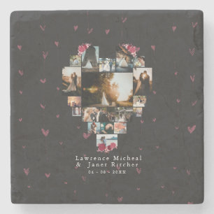 Porta-copo De Pedra Coração Fotográfico 18 Personalizado Elegante Mold