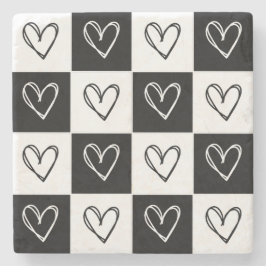 Porta-copo De Pedra Corações da Desktop Board