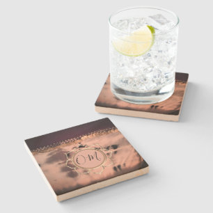 Porta-copo De Pedra Corante Rosa Esbranquiçado OM Lotus