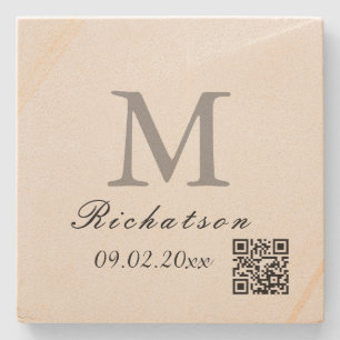 Porta-copo De Pedra Cordão QR de arenito simples personalizado