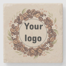 Porta-copo De Pedra Coroa de Grão de Café Botânico com Logotipo Person
