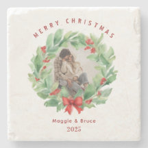 coroa de Natal em foto personalizada aquarela