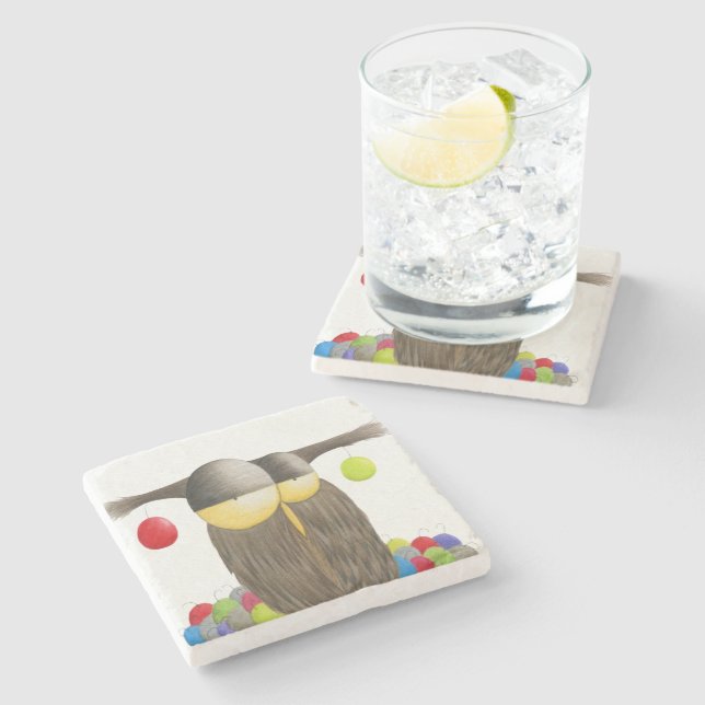 Porta-copo De Pedra Coruja de Férias Fresco (Lateral)