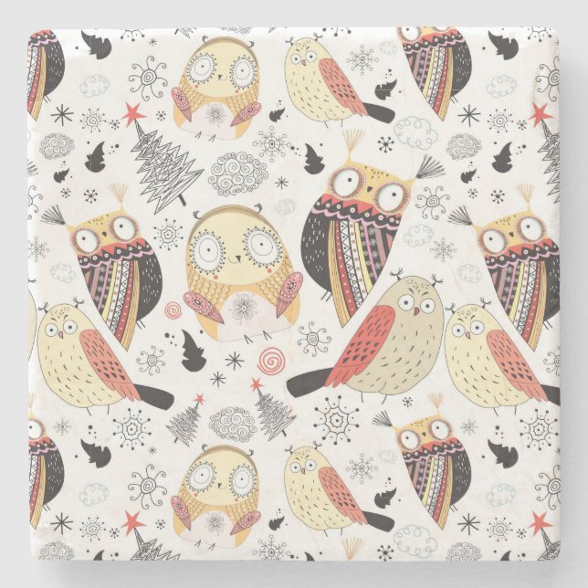 Porta-copo De Pedra Coruja engraçada da textura (Frente)