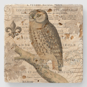 Porta-copo De Pedra coruja moderna do francês do vintage