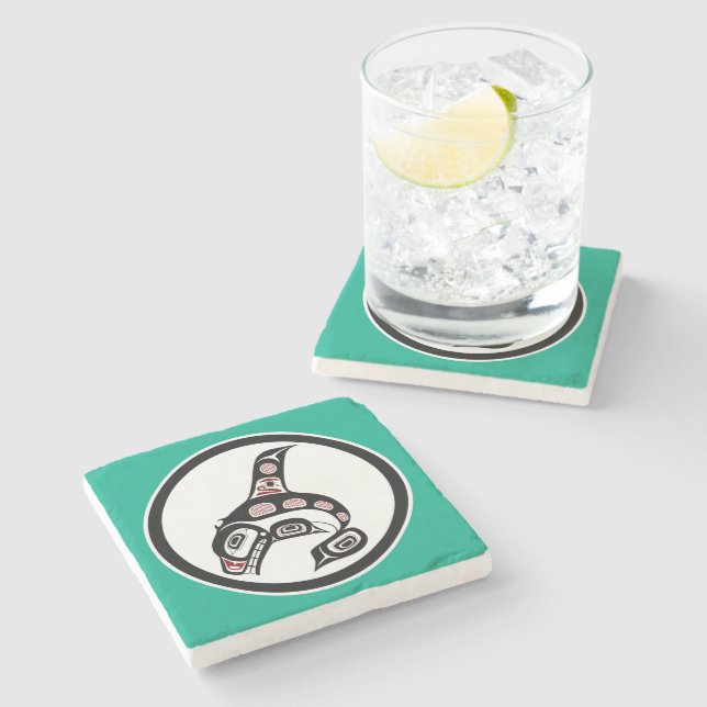 Porta-copo De Pedra Costa do Pacífico Noroeste Baleia Assassina de Art (Lateral)