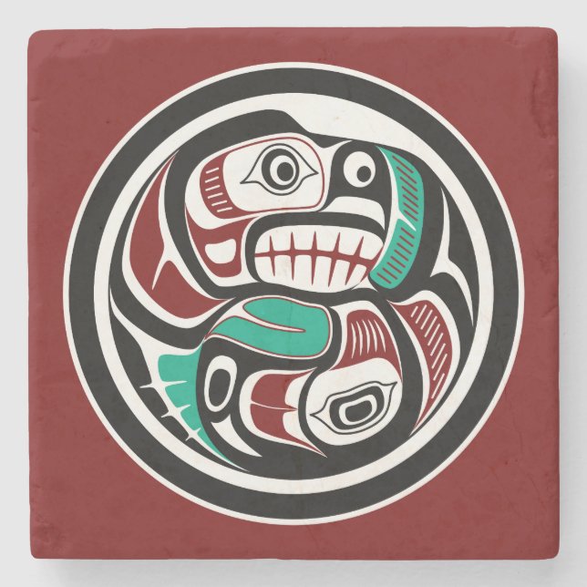 Porta-copo De Pedra Costa do Pacífico Noroeste - Otter perseguindo Sal (Frente)