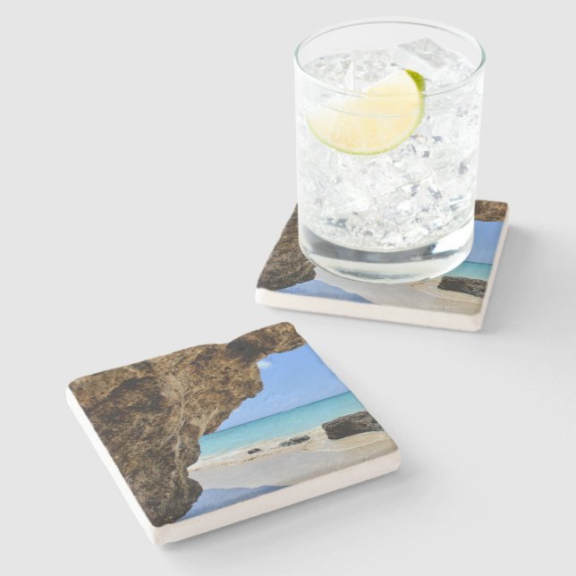 Porta-copo De Pedra Costa Tropical de Praia com Grande Rock (Lateral)