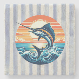 Porta-copo De Pedra Costume Costeiro/ náutico/ praia marlin pôr do sol