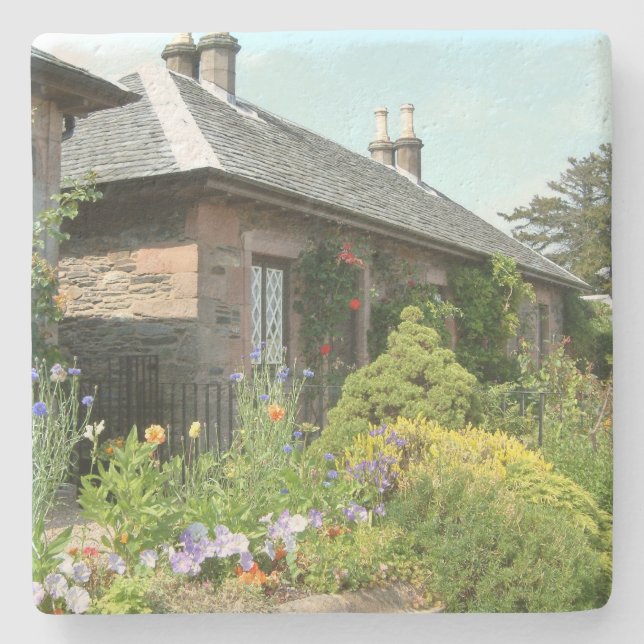 Porta-copo De Pedra Cottage Inglês II com Jardim Florido Fotografia (Frente)