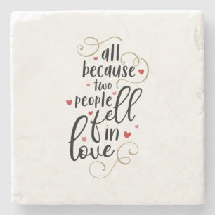 Porta-copo De Pedra Couple Gift All Because Two People Fell In Love