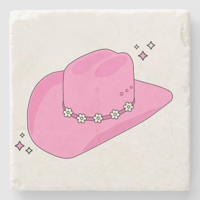 Porta-copo De Pedra Cowboy Hat Pink (Frente)