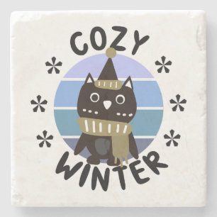 Porta-copo De Pedra Cozy Winter, Coruja Bonita