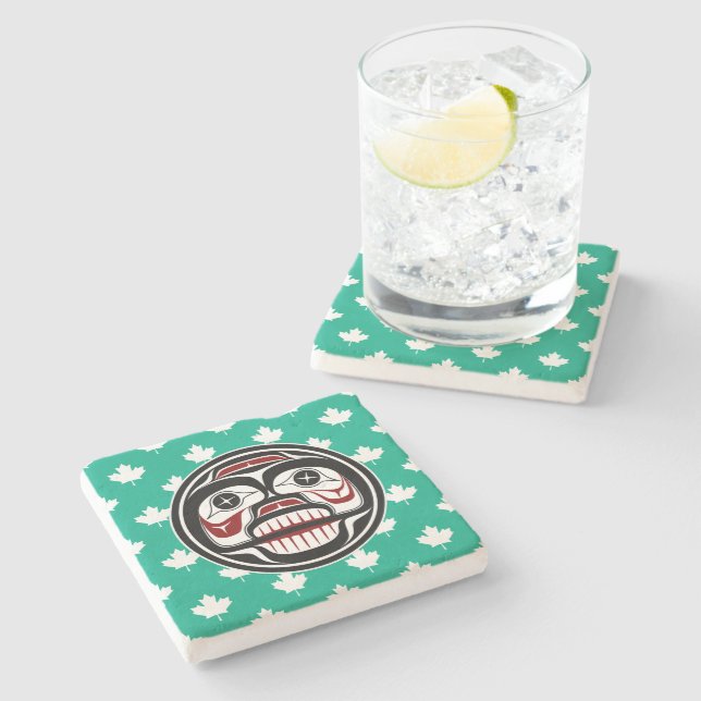 Porta-copo De Pedra Crânio Nativo de Arte Negra Negra Americana (Lateral)