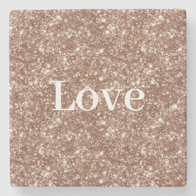 Porta-copo De Pedra Cream Chocolate Glitter Love Valentine's Day (Frente)