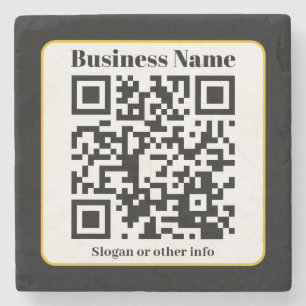 Porta-copo De Pedra Create Your Own QR Code Black White Gold Border