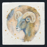 Porta-copo De Pedra Create Your Own Watercolor Aries<br><div class="desc">This coaster features enchanting artwork that you can customize by personalizing them to decorate your home & ritual space or for every day use. Perfect for adding a personal touch to any handfasting, wedding, or special occasion, they also make terrific gifts for friends, family & your sister witches. Inspired by...</div>